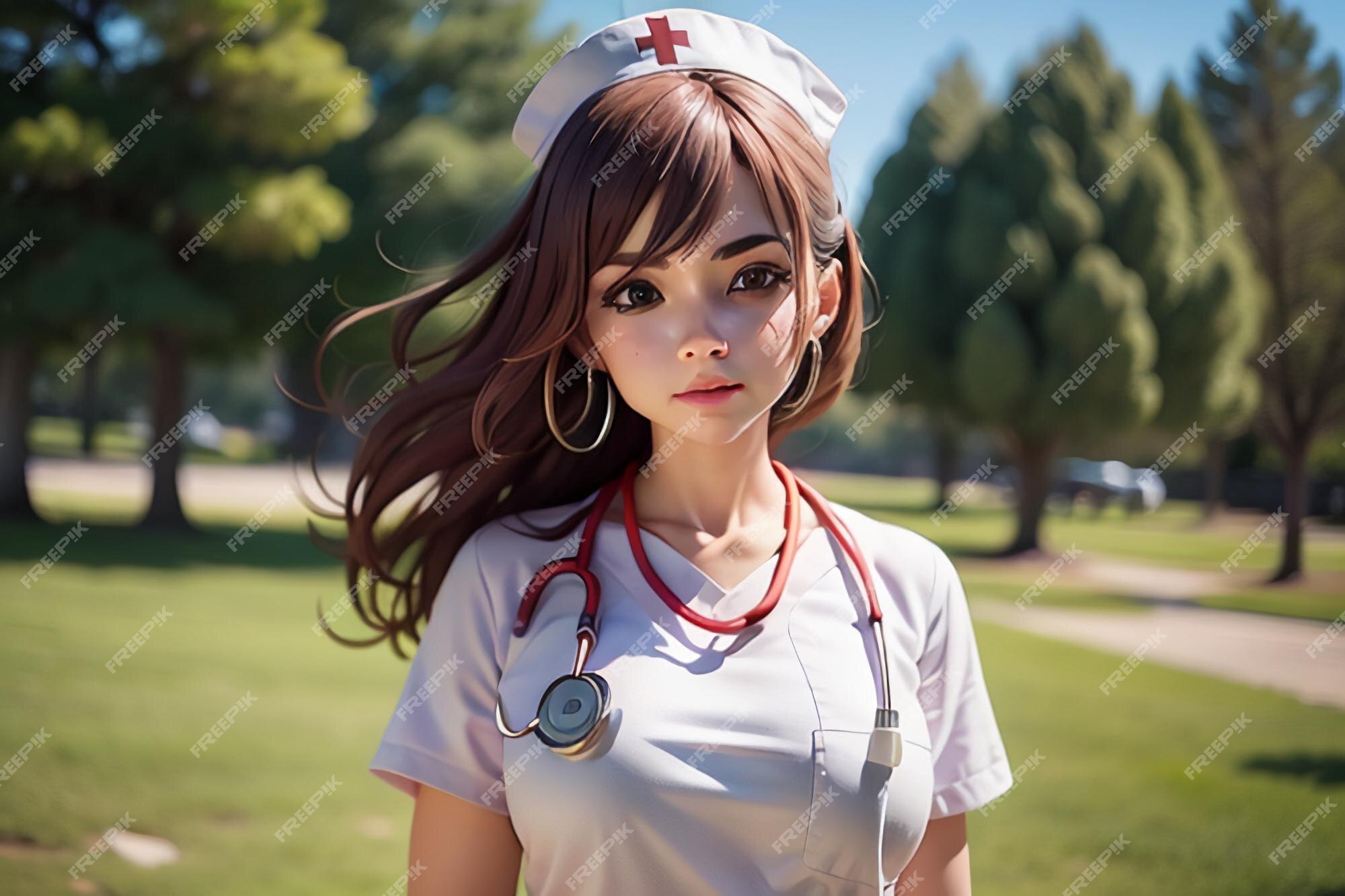 Mulher bonita, médica, vestida com uniforme médico, pintando