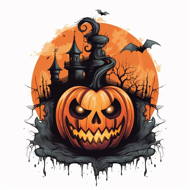 Fundo de ilustração de pintura de abóbora de Halloween