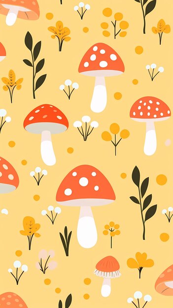 fundo de ilustração vetorial padrão de design cogumelo natureza tecido tecido sem costura autu