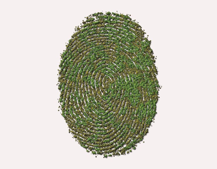 Foto fundo de impressão digital 3d verde. conceito verde do dia mundial da terra. acordo de paris.