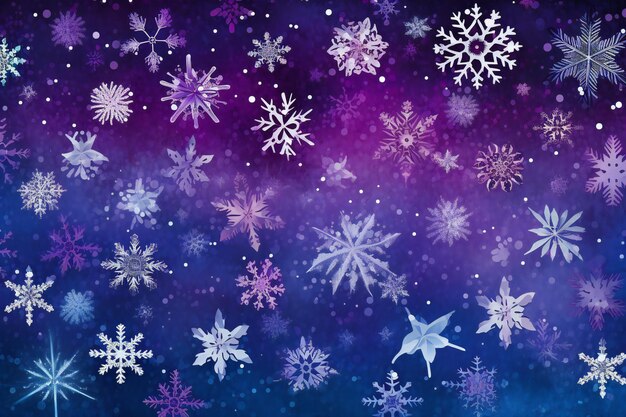 Fundo de inverno com flocos de neve e estrelas conceito de Natal e Ano Novo