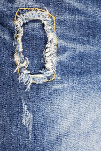 Fundo de jeans rasgado de jeans de textura azul.