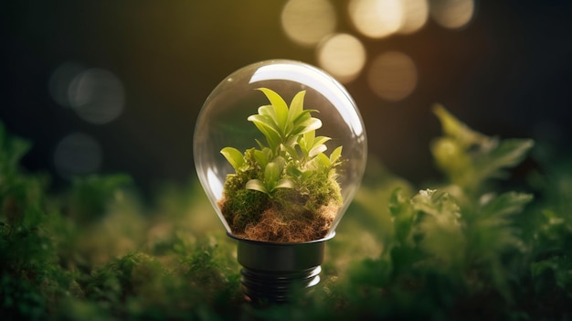 Fundo de lâmpada ecologicamente correto Conceito de energia sustentável e renovável Generative Ai