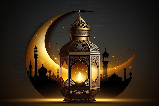 Fundo de lâmpada islâmica para o mês sagrado Ramadan Kareem conceito gerado por AI