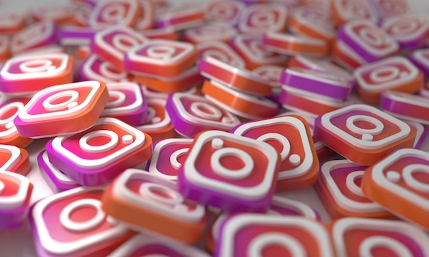 Fundo de logotipos isométricos 3d empilhados no instagram símbolo de mídia de rede social