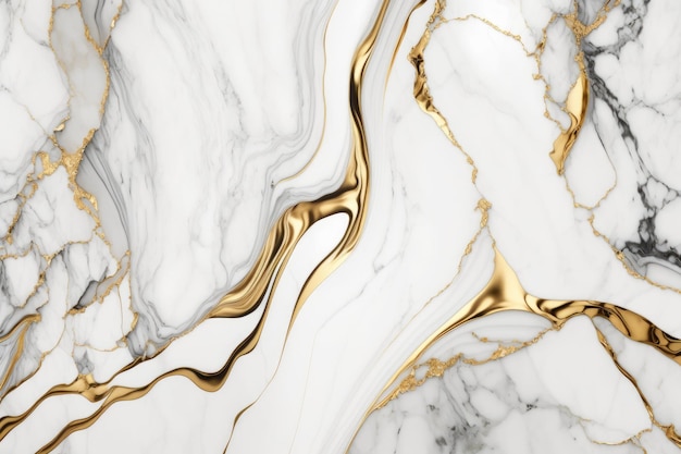 Fundo de luxo em mármore branco e dourado metálico Generative Aix9