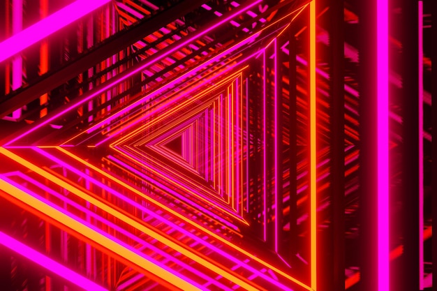 Fundo de luz de néon abstrato crescendo tecnologia de néon renderização em 3d