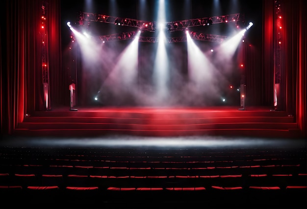 Fundo de luz de palco de dança moderna com holofotes iluminados para palco de produção de dança moderna