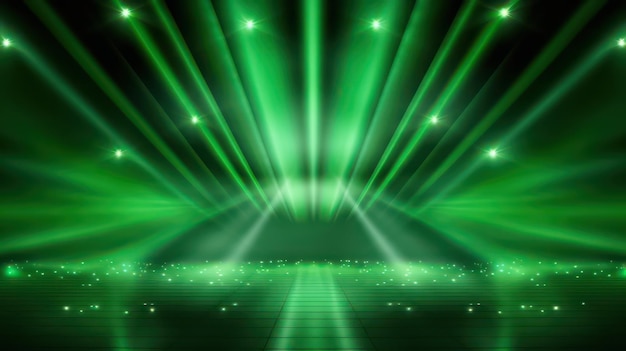Fundo de luz de palco verde desfocado vibrante e dinâmico