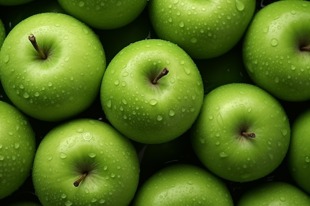 Foto fundo de maçã verde frutas orgânicas frescas e maduras.