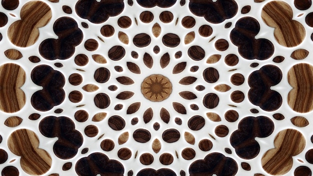 Fundo de madeira abstrato conceito padrão simétrico ornamental decorativo caleidoscópio movimento círculo geométrico e formas de estrela