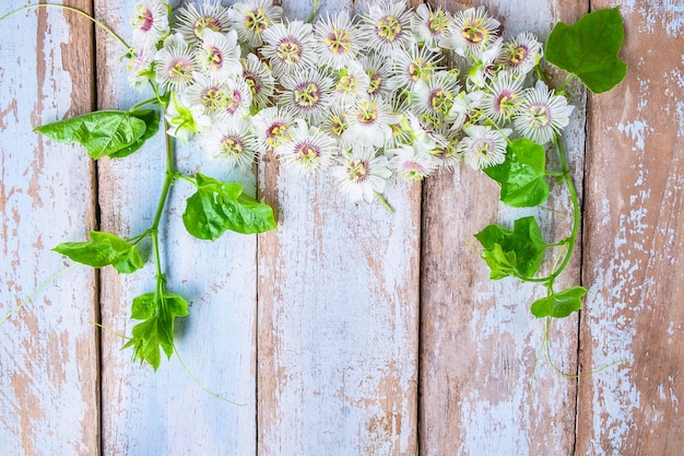 Fundo de madeira com flores