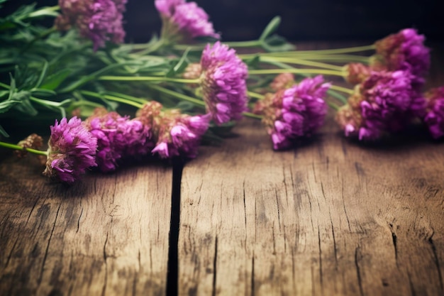 Fundo de madeira com flores