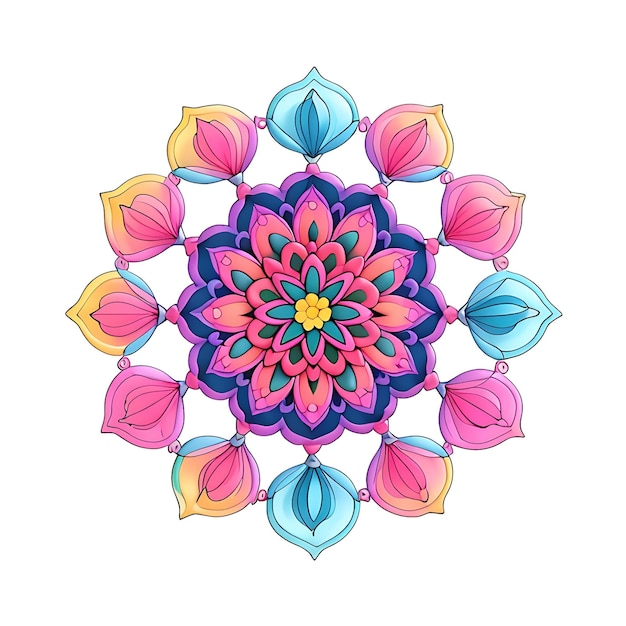 Fundo de mandala de luxo com fundo branco arabesco padrão colorido generativo ai