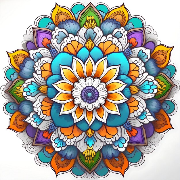 Fundo de mandala de luxo com padrão generativo colorido arabesco ai