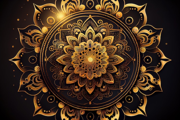 Fundo de mandala de luxo e ouro de mandala Generative Ai