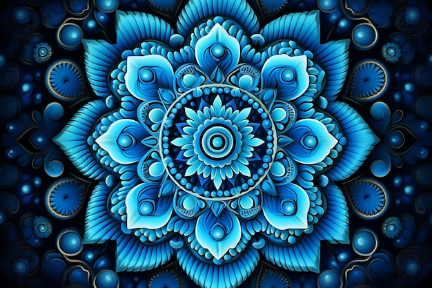 Fundo de mandala em cor azul