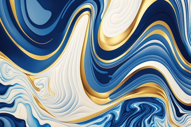 Fundo de mármore com uma textura de design abstrato marmorizado em tons de arte digital ouro azul e branco