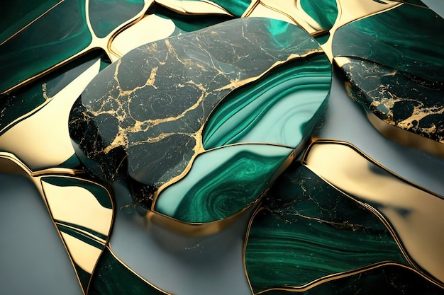 fundo de mármore de cor verde esmeralda com acabamento em ouro ou fios de ouro, fundo decorativo para elegância e design de luxo criado com a tecnologia Generative AI