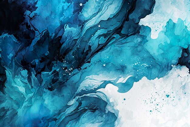 Fundo de mármore de tinta aquarela azul abstrata As cores da tinta são obras de arte incrivelmente brilhantes aquarela Gerar Ai