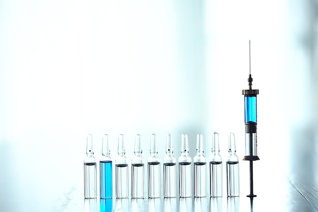 fundo de medicamento abstrato de seringa, vacina, proteção contra vírus de injeção