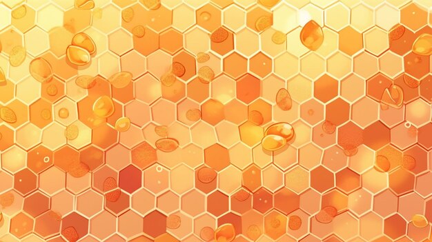 Foto fundo de mel hexagonal dourado brilhante fundo abstrato dourado gerado pela ia