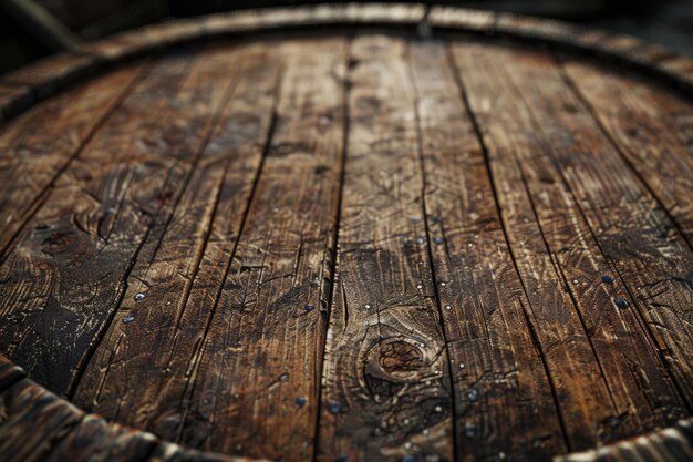 Foto fundo de mesa de madeira de barril e desgastado