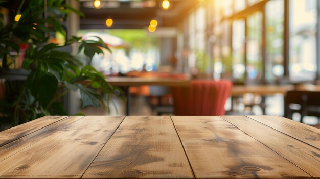 Fundo de mesa em uma vista desfocada de um restaurante