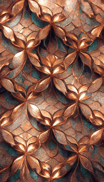 Fundo de metal cobre bronze abstrato Ilustração 3D de design de superfície metálica grunge artística