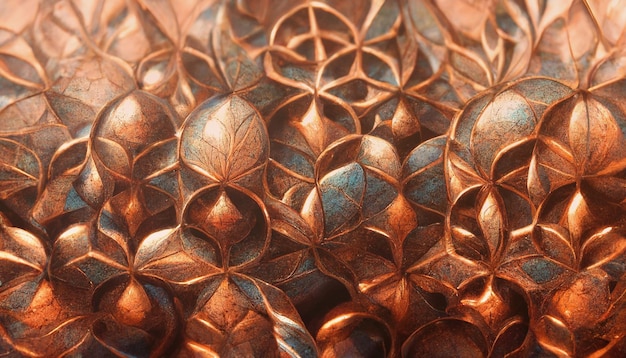 Fundo de metal cobre bronze abstrato Ilustração 3D de design de superfície metálica grunge artística