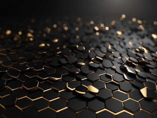 Fundo de metal preto abstrato hexagonal luxuoso