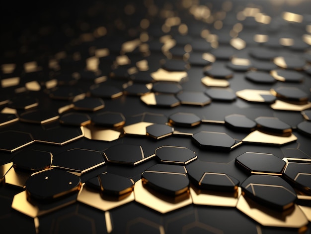 Fundo de metal preto abstrato hexagonal luxuoso