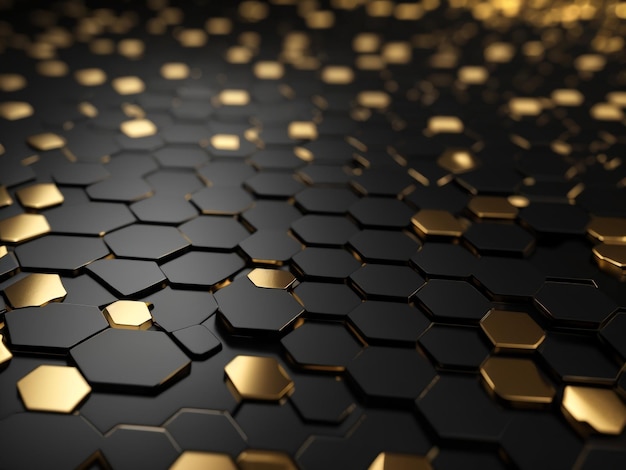 Fundo de metal preto abstrato hexagonal luxuoso