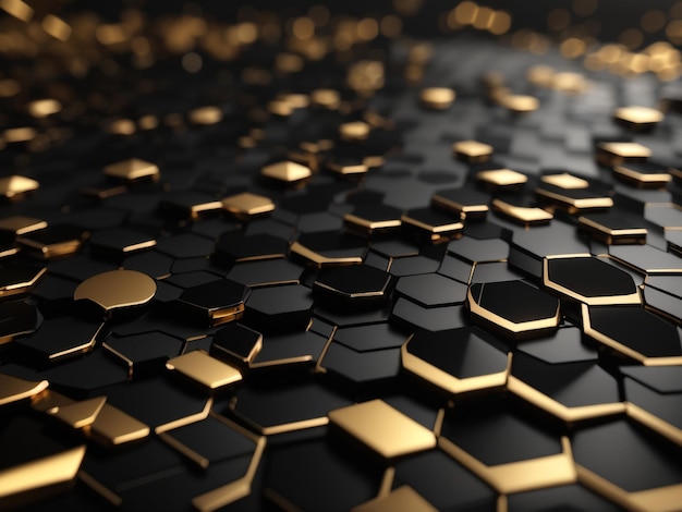 Fundo de metal preto abstrato hexagonal luxuoso