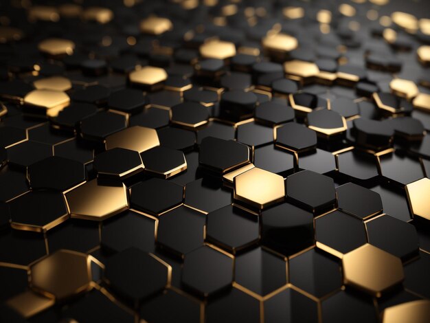 Fundo de metal preto abstrato hexagonal luxuoso