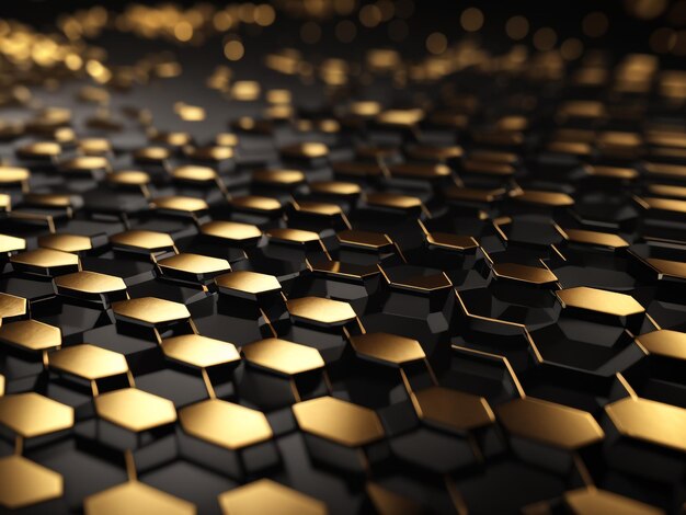 Fundo de metal preto abstrato hexagonal luxuoso