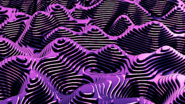 Fundo de metal roxo com linhas. Ilustração 3D, renderização em 3D.