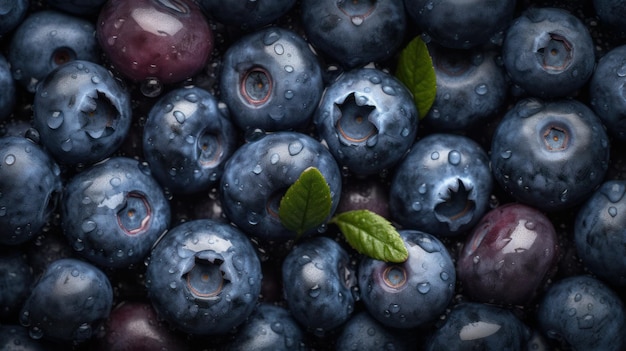 Fundo de mirtilos frescos com espaço de cópia para o seu texto Comida saudável de verão Banner Al gerado