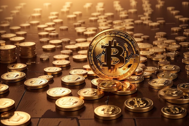 Fundo de moeda dourada bitcoin criptomoeda