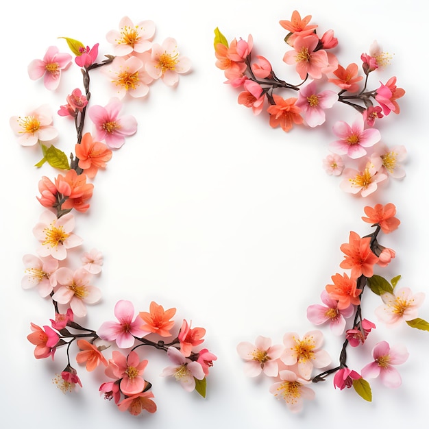 Foto fundo de moldura cativante de beleza florescente de folhas e flores para um toque decorativo requintado