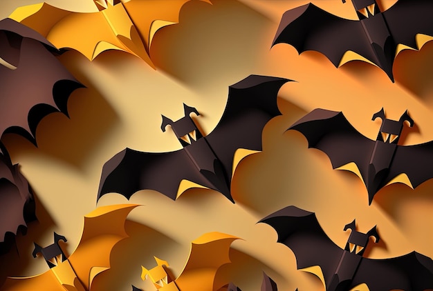 Fundo de morcegos de papel de Halloween para um tema de Halloween