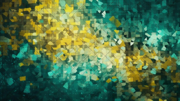 Fundo de mosaico abstrato geométrico neon teal Generative ai