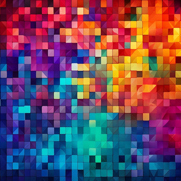 Fundo de mosaico vibrante e colorido com formas geométricas