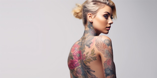 fundo de mulher tatuada potrait com espaço de cópia