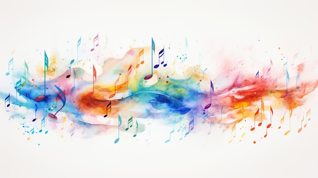 fundo de música abstrato colorido com rede neural notas musicais voadoras em fundo branco