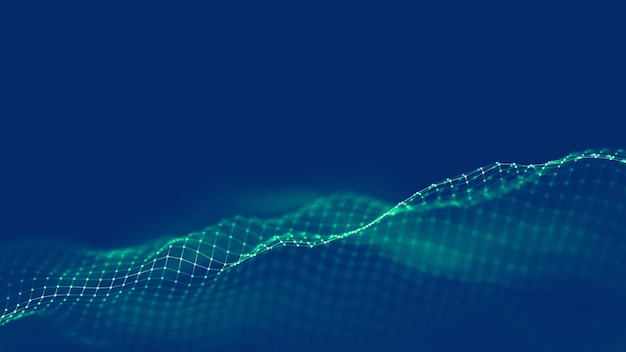 Fundo de música visualização de fluxo de partículas de big data infográfico de ciência ilustração futurista onda sonora visualização de som