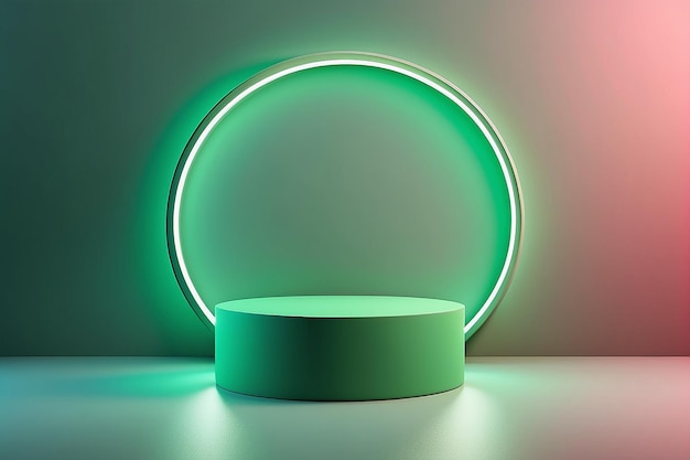 Fundo de Natal 3D abstrato com pódio de pedestal de cilindro verde realista