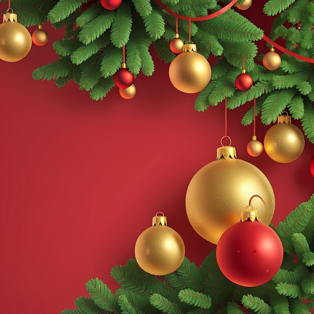 Foto fundo de natal 3d vermelho-dourado-verde