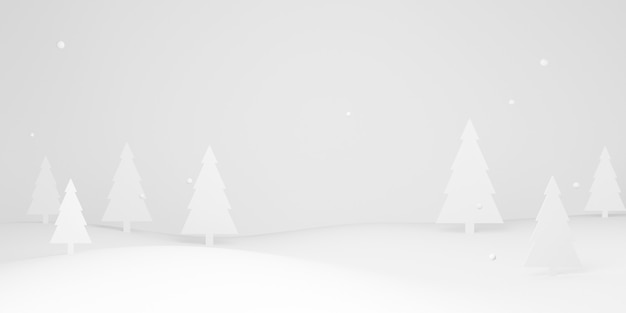 Fundo de Natal branco renderizado em 3D Maquete mínima