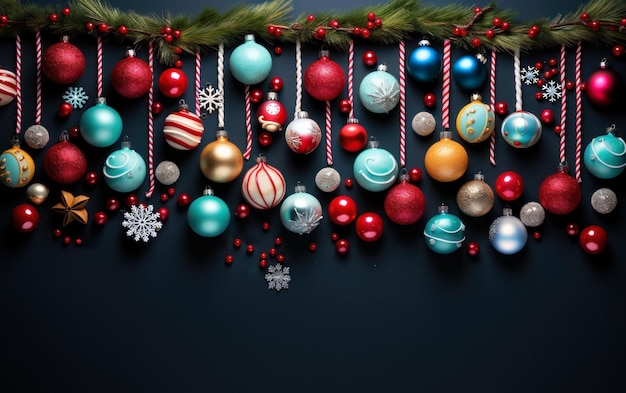 fundo de natal com banner de bolas